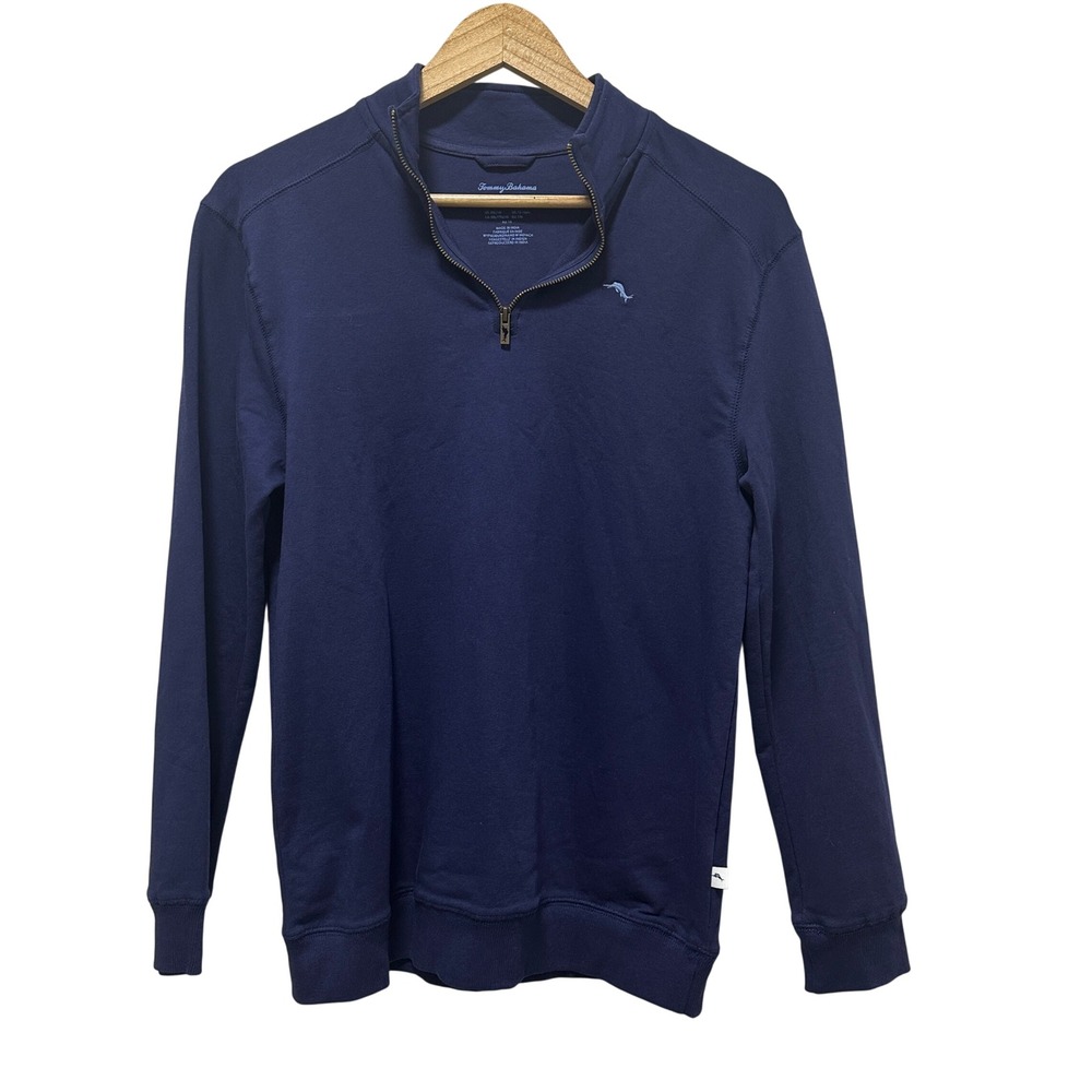 Tommy Bahama Quarter Zip Pullover Kids XXL 16 Navy Blue Cotton Marlin Logo NWT